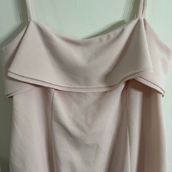Karl Lagerfeld Paris Blush Pink Ruffle Neckline Dress Size 14 - Picture 6 of 11